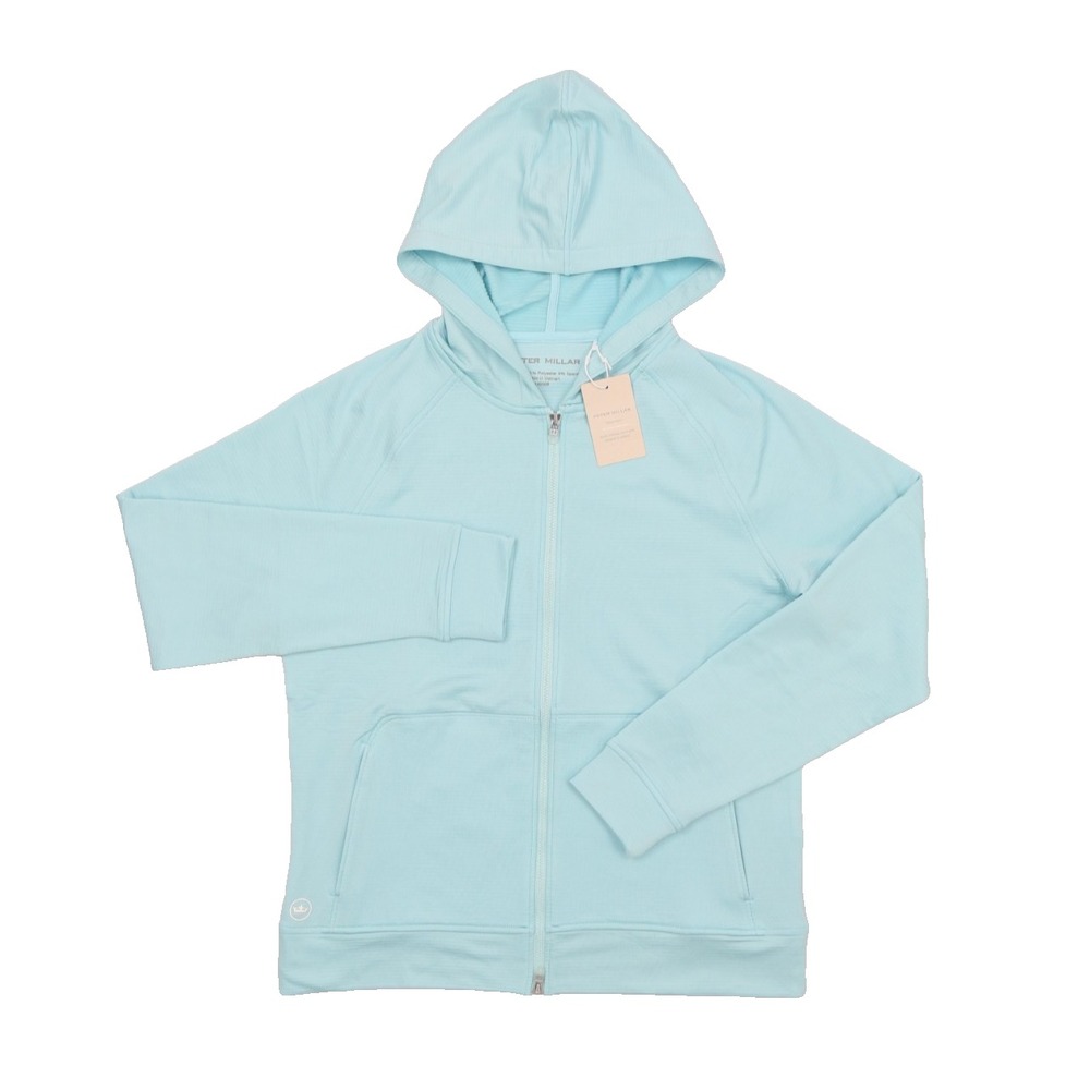 Peter Millar Beaumont Full Zip Hoodie Jacket Womens Medium Teal Golf Perfomance - Picture 6 of 16